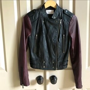 Walter Baker 100% Genuine Leather Vikki Motorcycle Jacket 2 toned black&red